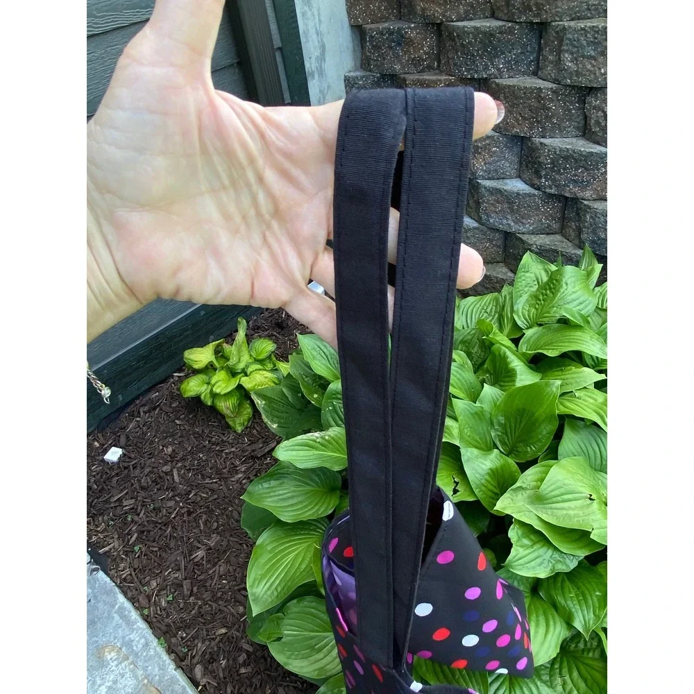 Kate Spade Black Polka Dot Tote Bag Large Nylon Travel Beach Shopper Carryall‎